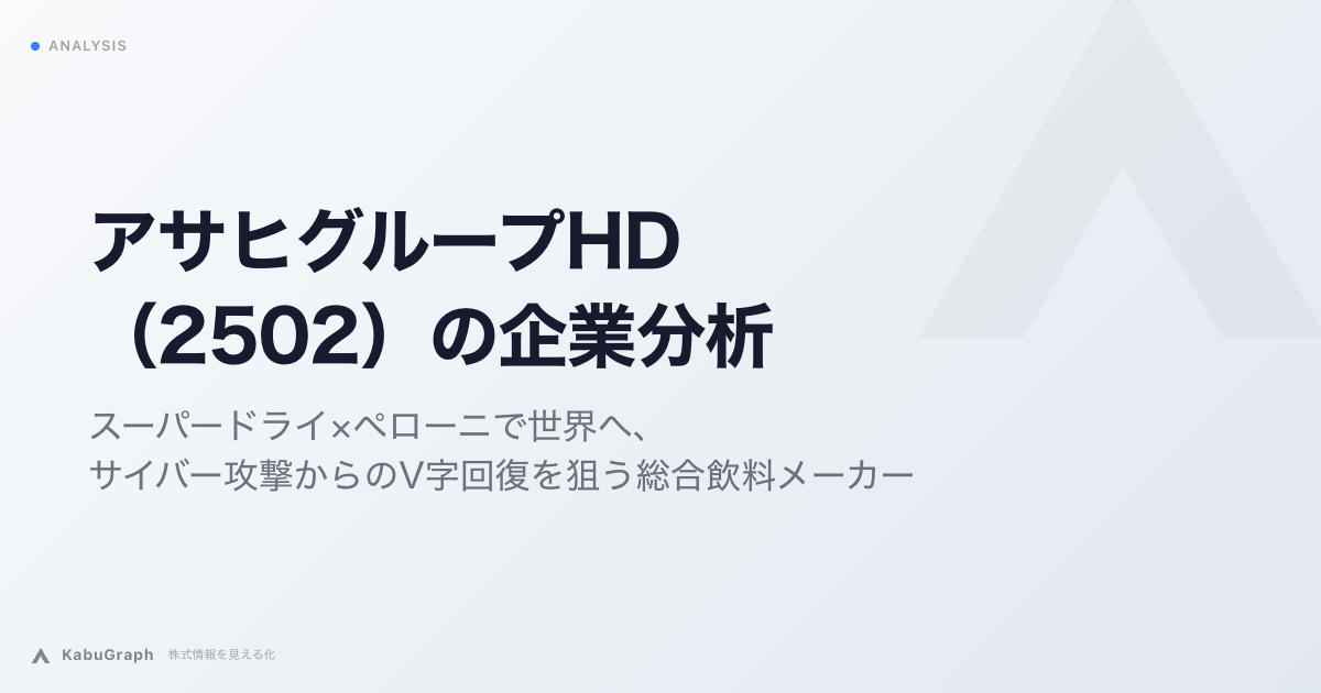 アサヒグループHD(2502)の企業分析|スーパードライ×ペローニで世界へ、サイバー攻撃からのV字回復を狙う総合飲料メーカー