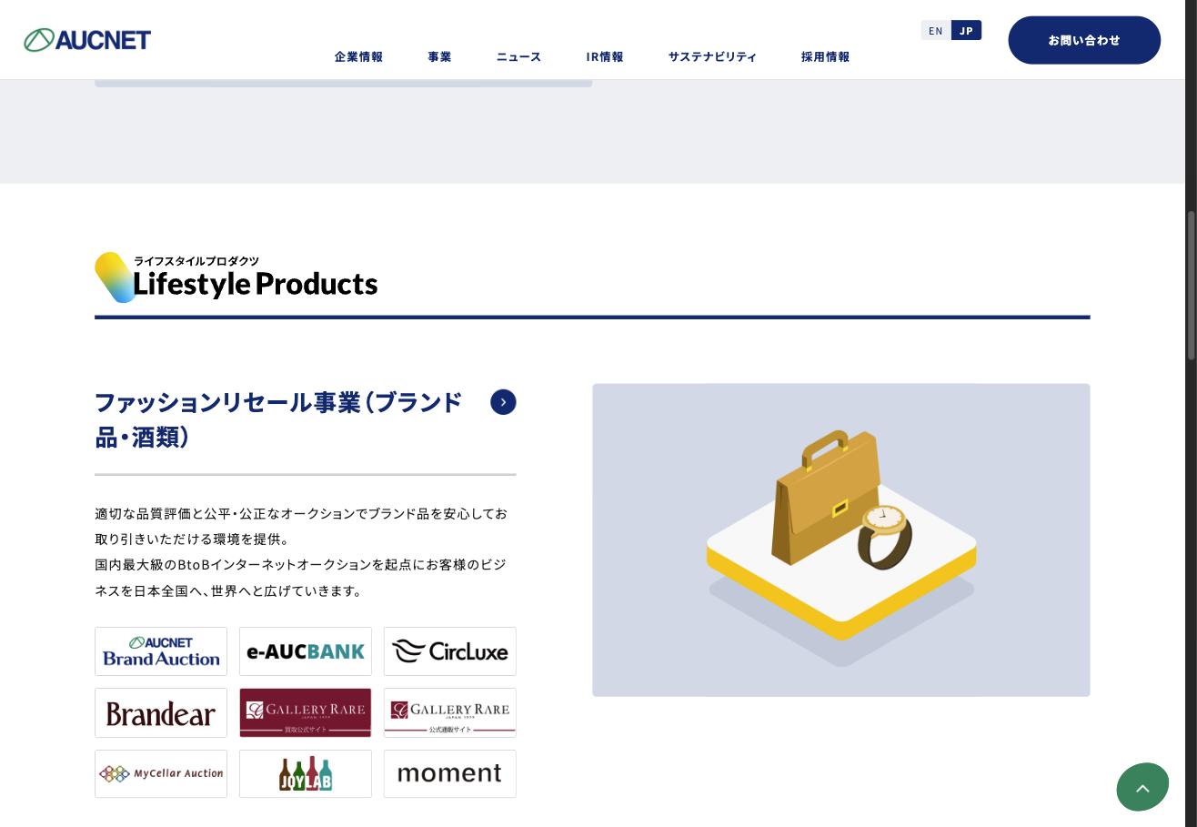 オークネット ライフスタイルプロダクツ事業