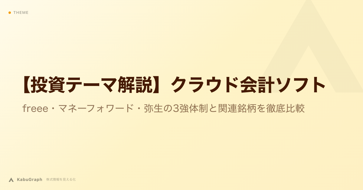 【投資テーマ解説】クラウド会計ソフト|freee・マネーフォワード・弥生の3強体制と関連銘柄を徹底比較