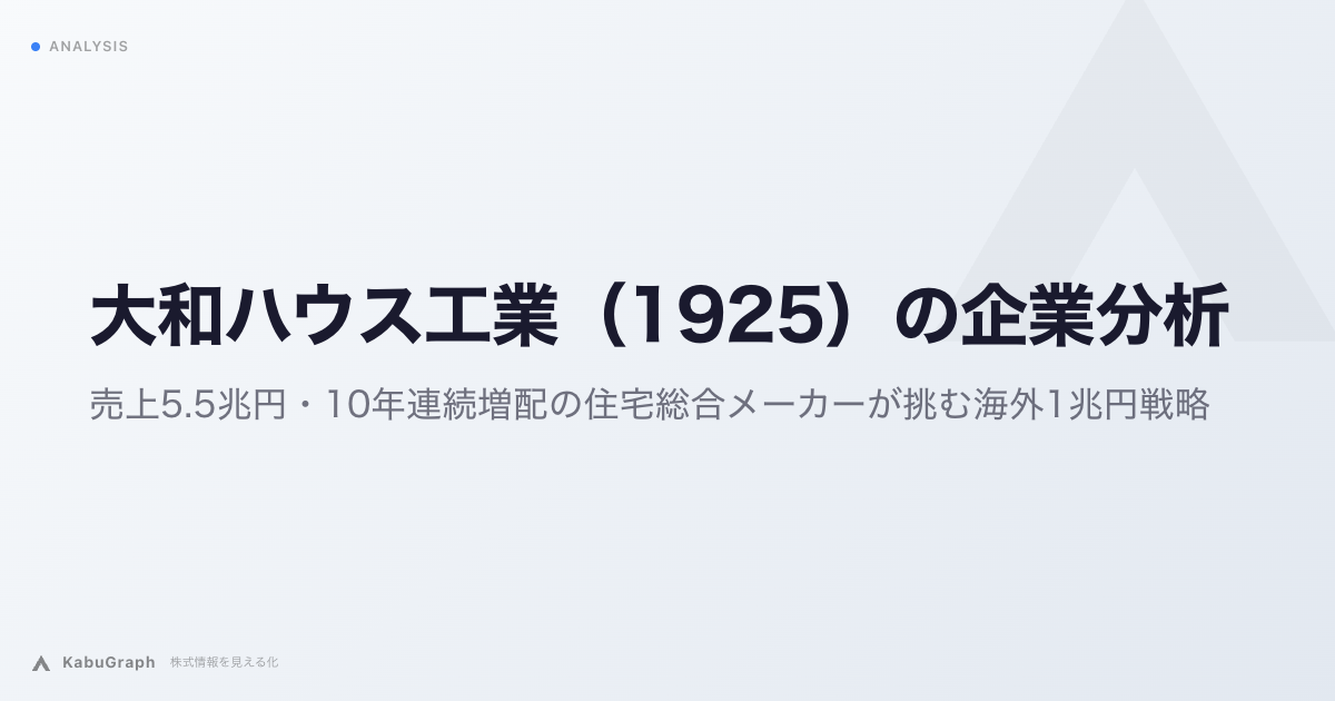 大和ハウス工業(1925)の企業分析|売上5.6兆円・16期連続増配の住宅総合メーカーが到達した海外売上1兆円