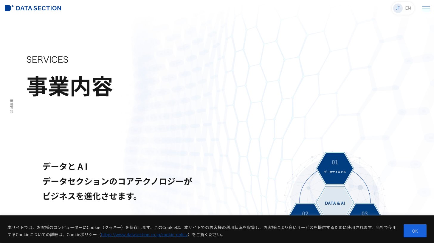 データセクション 事業内容ページ