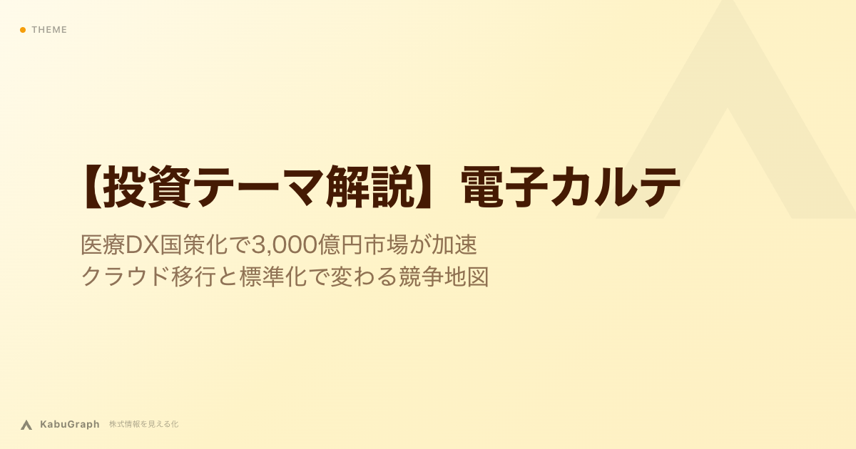 【投資テーマ解説】電子カルテ|医療DX国策化で3,000億円市場が加速・クラウド移行と標準化で変わる競争地図