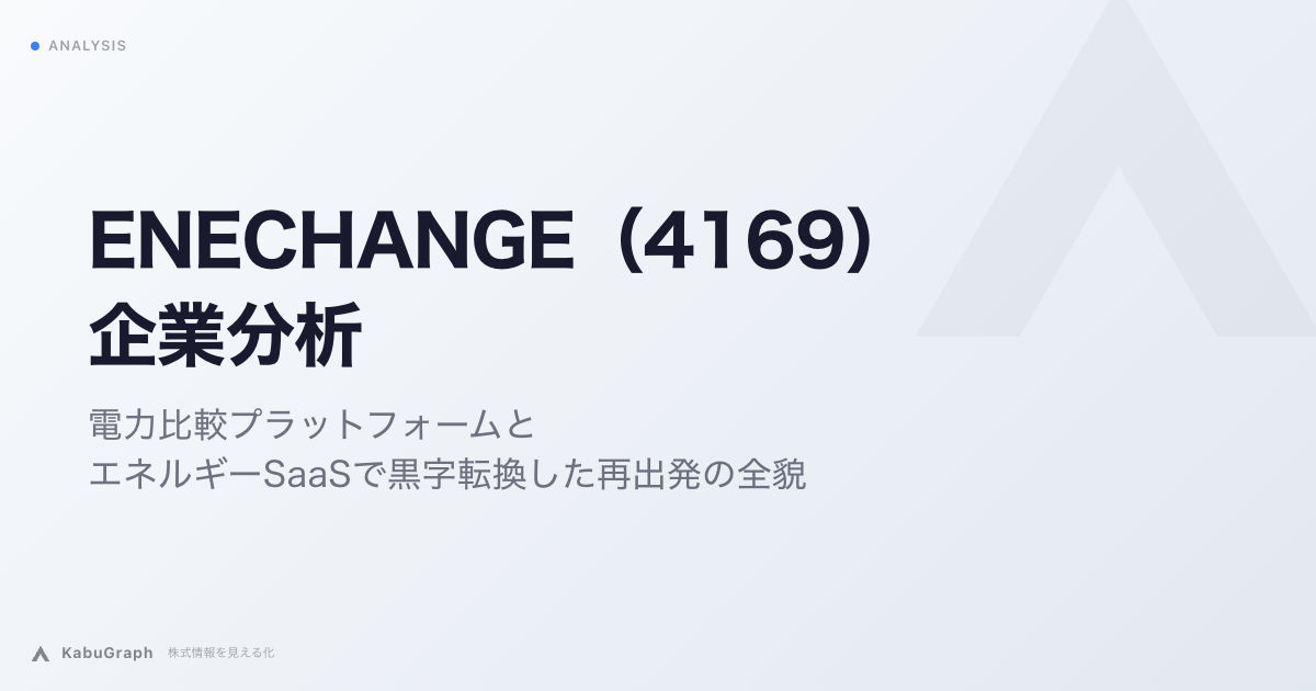 ENECHANGE（4169）の企業分析｜電力比較プラットフォームとエネルギーSaaSで黒字転換した再出発の全貌