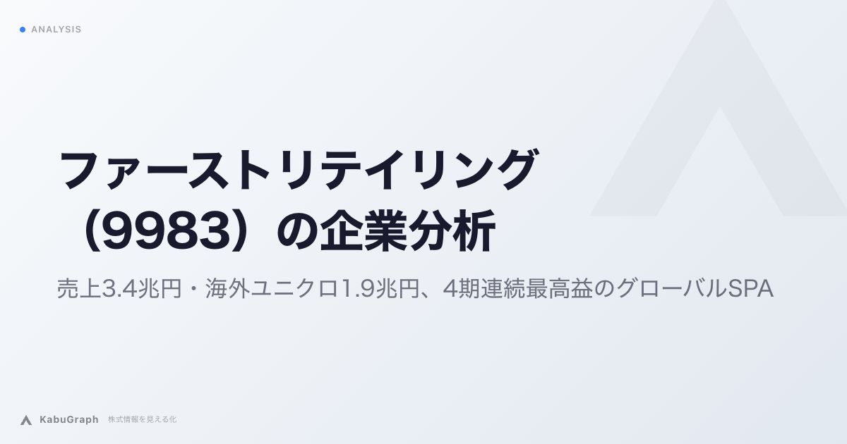 ファーストリテイリング(9983)の企業分析|売上3.4兆円・海外ユニクロ1.9兆円、4期連続最高益のグローバルSPA