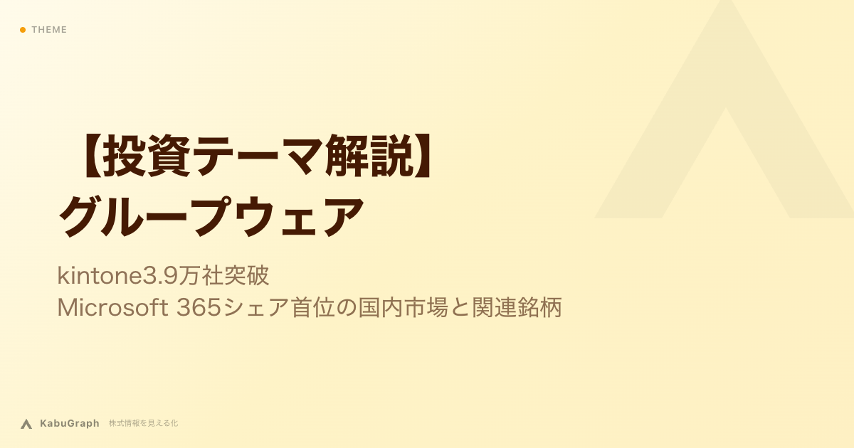 【投資テーマ解説】グループウェア|kintone3.9万社突破・Microsoft 365シェア首位の国内市場と関連銘柄