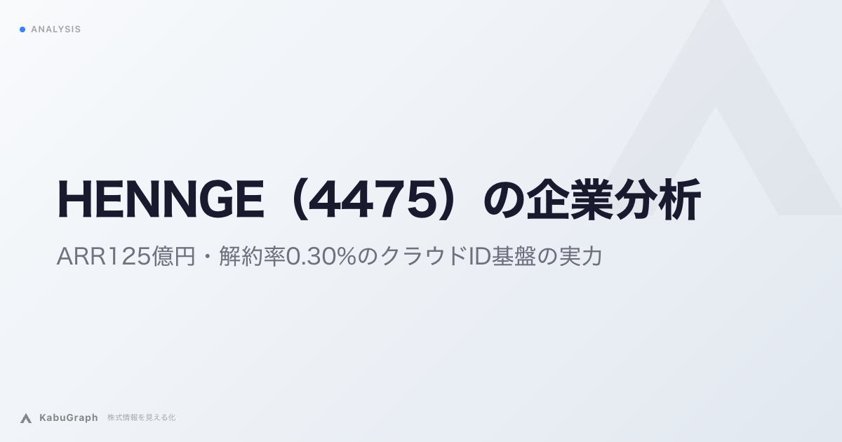 HENNGE(4475)の企業分析|ARR125億円・解約率0.30%のクラウドID基盤の実力