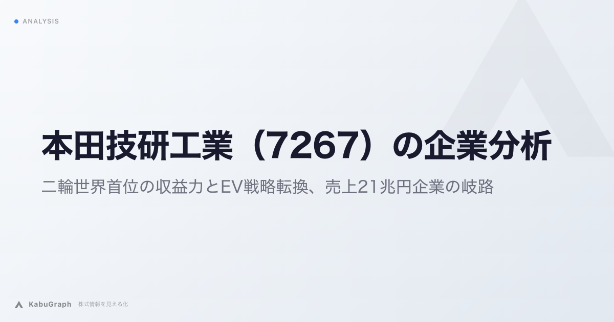 本田技研工業(7267)の企業分析|二輪世界首位の収益力とEV戦略転換、売上21兆円企業の岐路