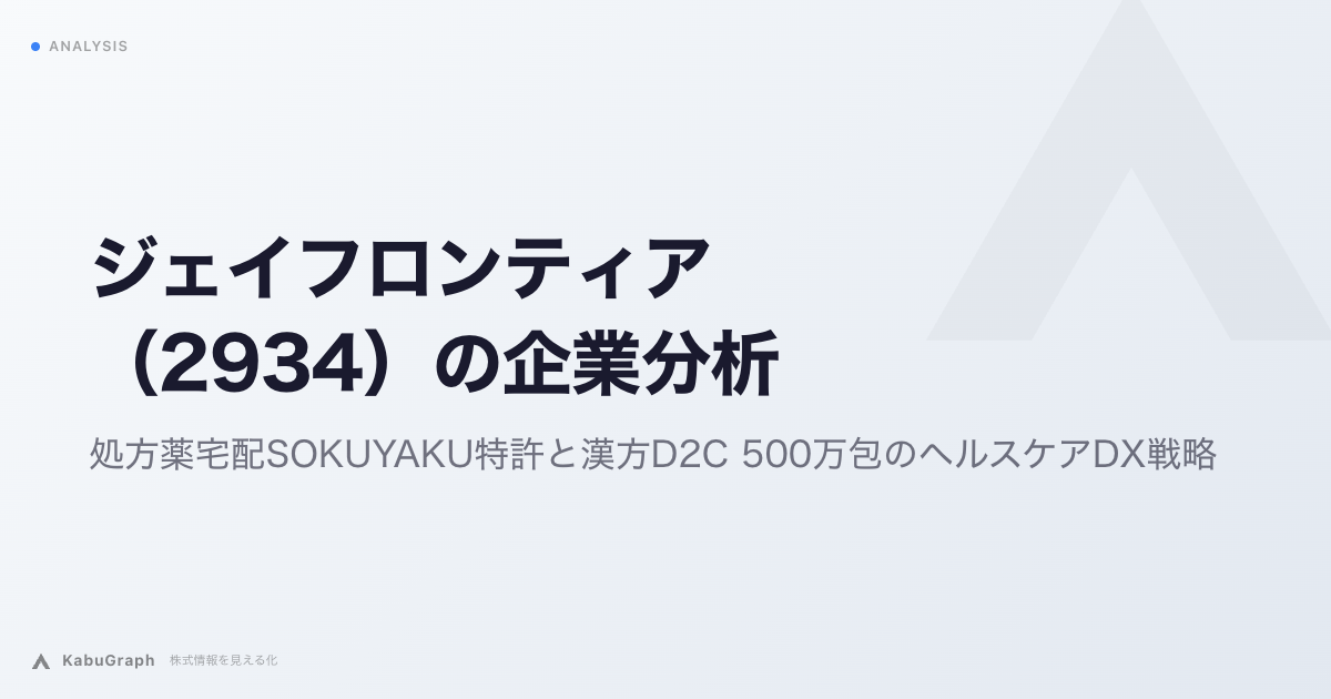 ジェイフロンティア(2934)の企業分析|処方薬宅配SOKUYAKU特許と漢方D2C 500万包のヘルスケアDX戦略
