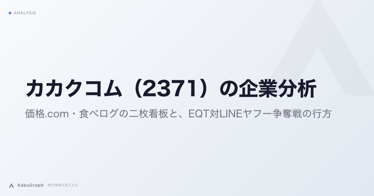 カカクコム(2371)の企業分析|価格.com・食べログの二枚看板と、EQT対LINEヤフー争奪戦の行方