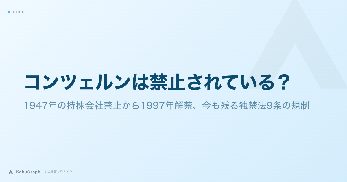コンツェルンは今も禁止されている？｜1947年の禁止から1997年解禁、独禁法9条に残る規制