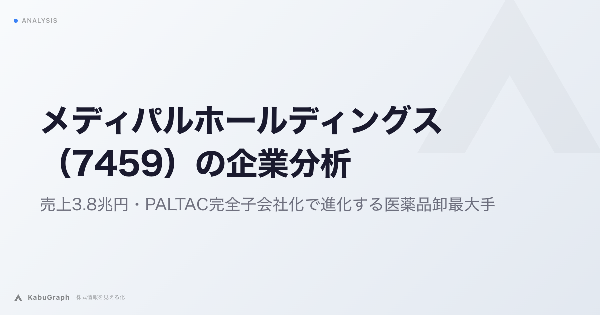 メディパルホールディングス(7459)の企業分析|売上3.8兆円・PALTAC完全子会社化で進化する医薬品卸最大手