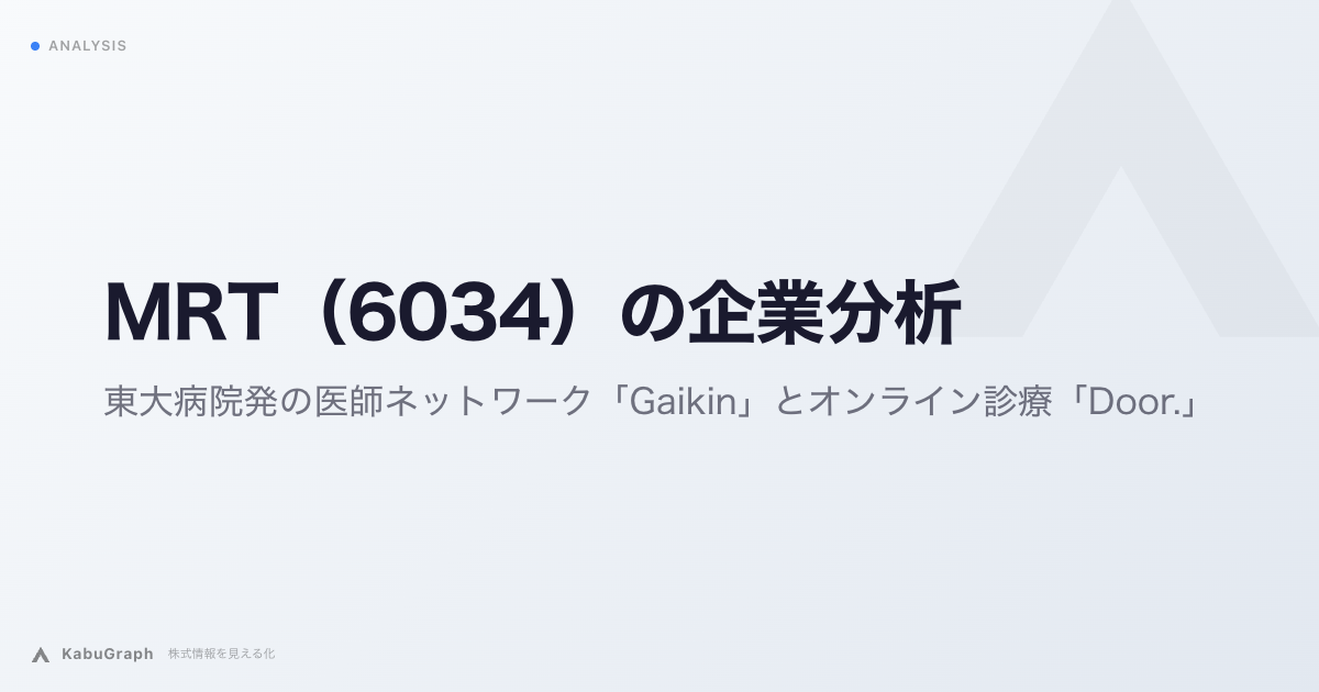MRT（6034）の企業分析｜東大病院発の医師ネットワーク「Gaikin」とオンライン診療「Door.」