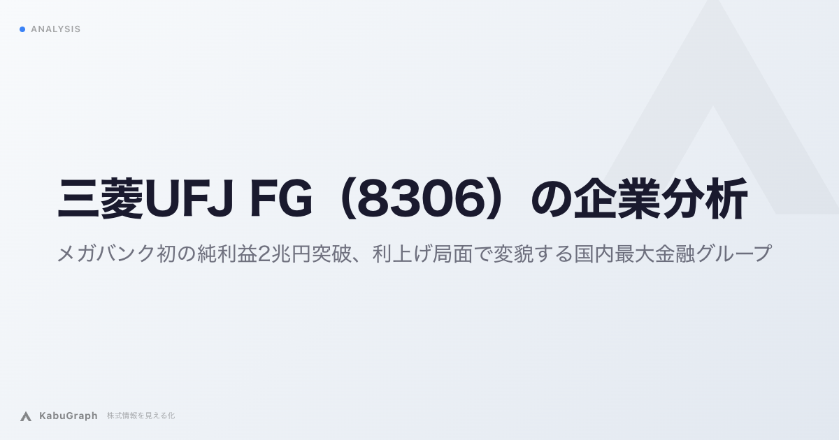 三菱UFJ FG(8306)の企業分析|メガバンク初の純利益2兆円突破、利上げ局面で変貌する国内最大金融グループ