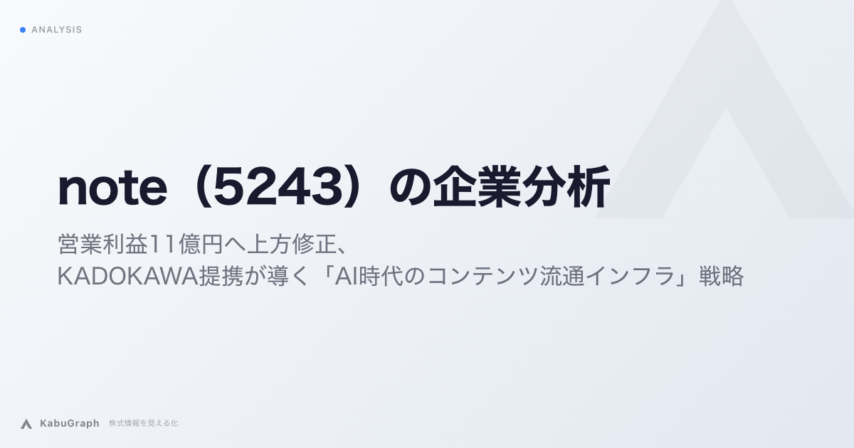 note(5243)の企業分析|営業利益11億円へ上方修正、KADOKAWA提携が導く「AI時代のコンテンツ流通インフラ」戦略