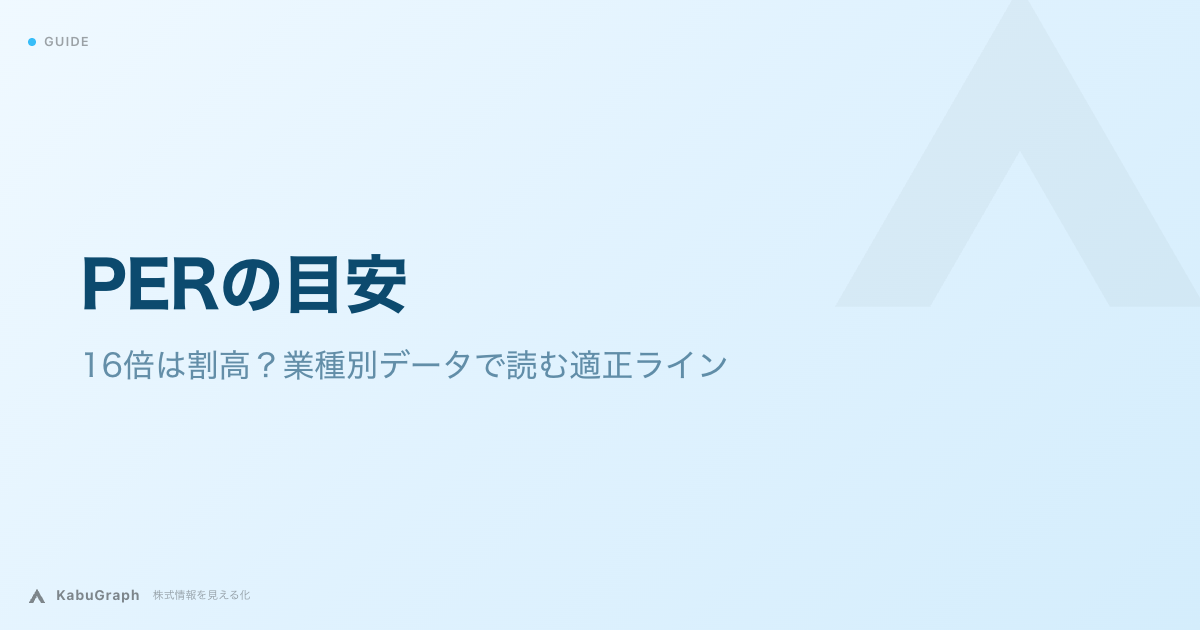 PERの目安｜16倍は割高？業種平均9〜30倍のデータで読む適正ライン