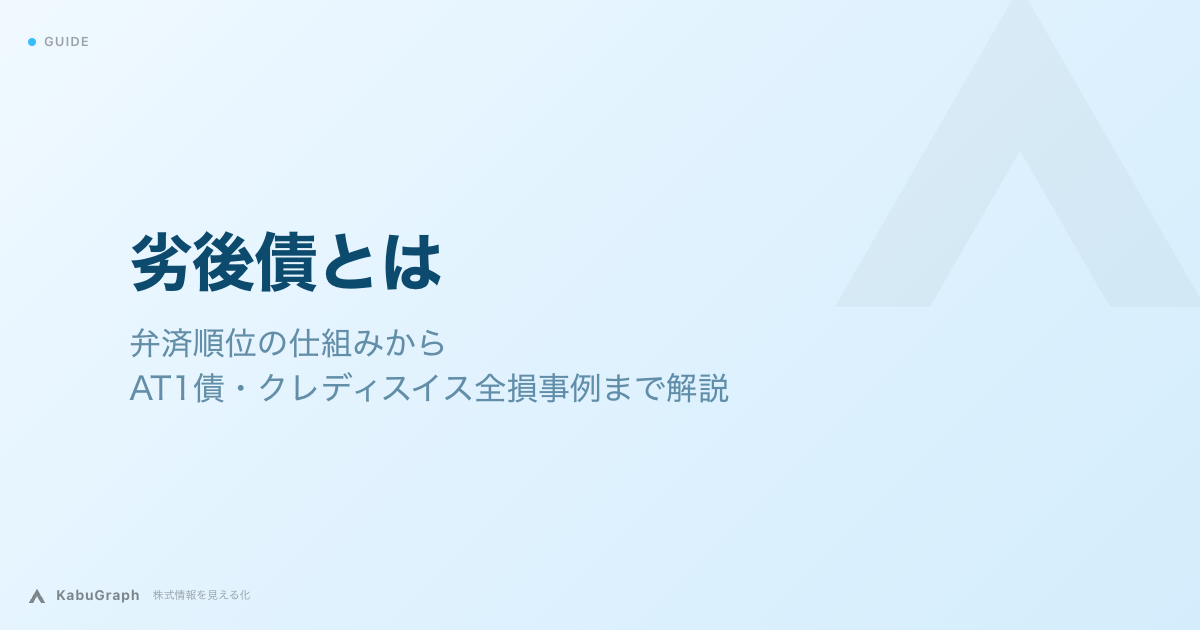 劣後債とは｜弁済順位の仕組みからAT1債・クレディスイス全損事例まで解説