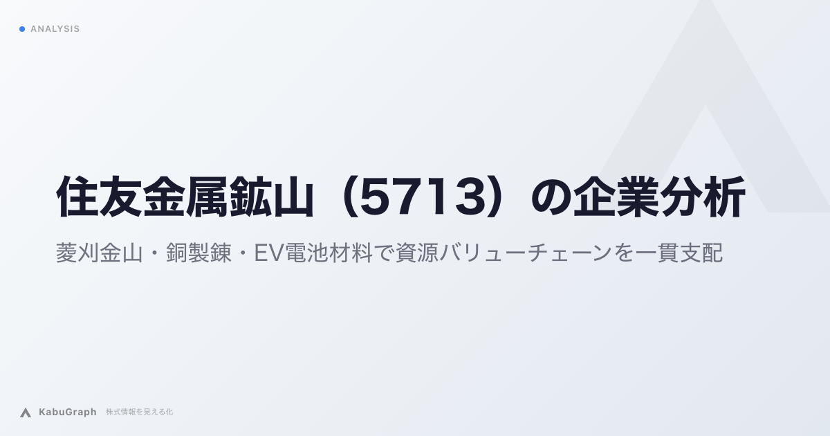 住友金属鉱山(5713)の企業分析|菱刈金山・銅製錬・EV電池材料で資源バリューチェーンを一貫支配