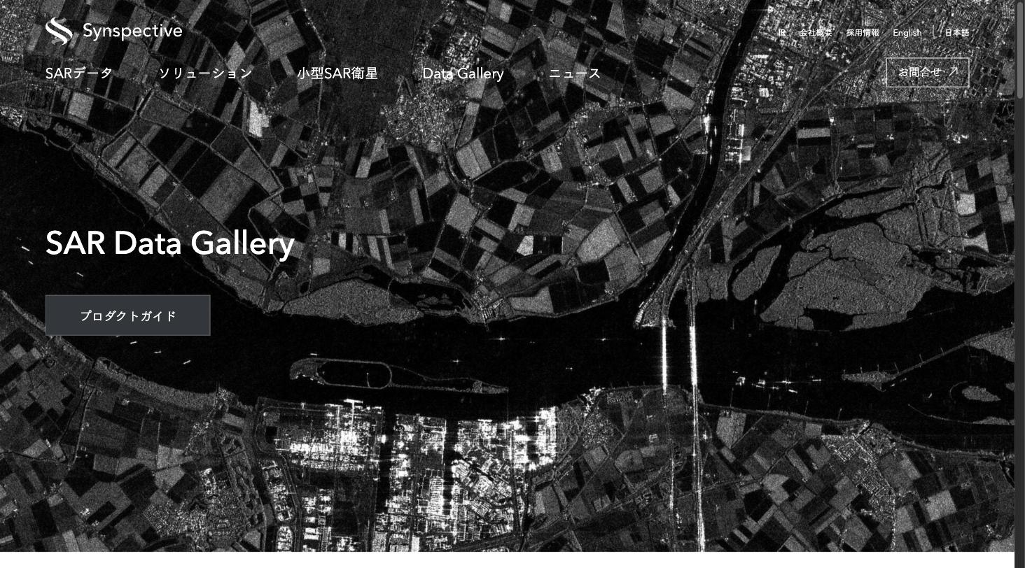 Synspective SAR Data Gallery — StriXが撮影した地表のSAR画像。河川・農地・市街地の構造が鮮明に映し出されている