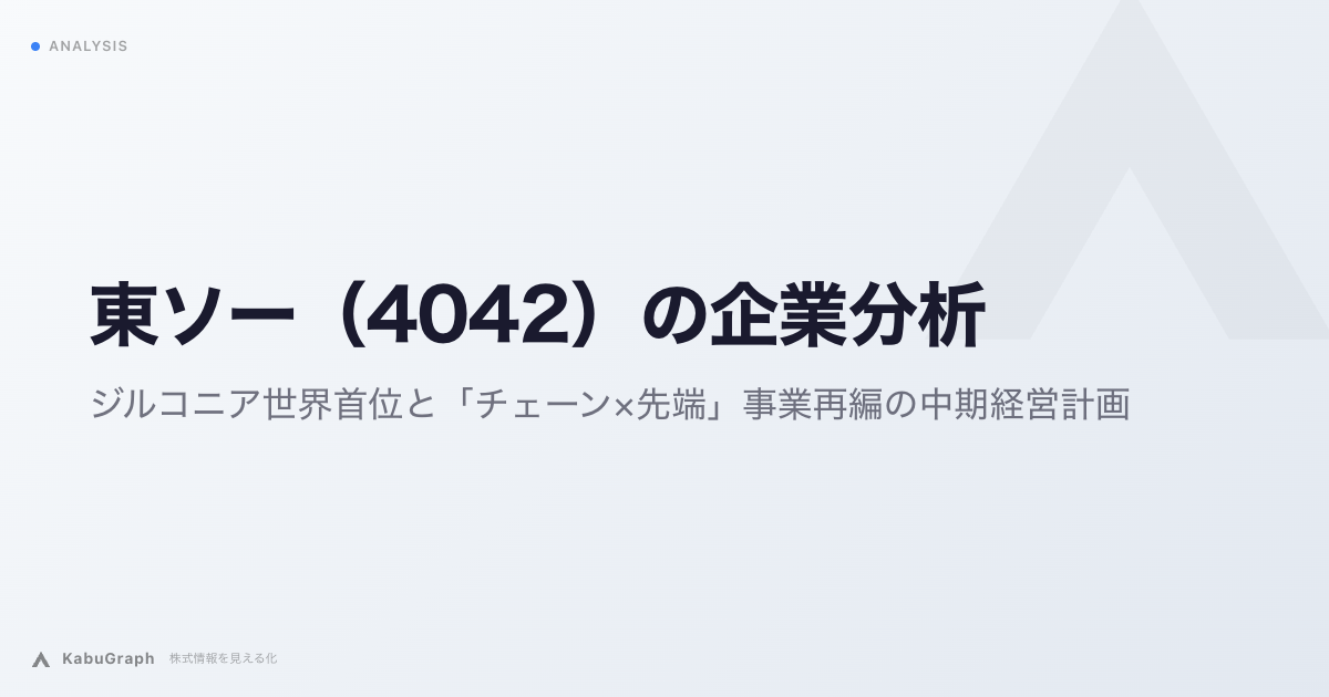 東ソー（4042）の企業分析｜ジルコニアのハイエンド市場首位と「チェーン×先端」事業再編の中期経営計画