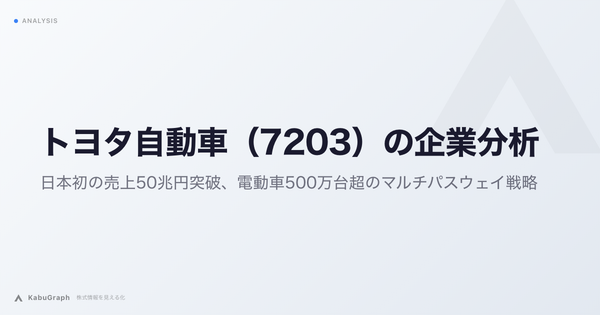トヨタ自動車(7203)の企業分析|日本初の売上50兆円突破、電動車500万台超のマルチパスウェイ戦略